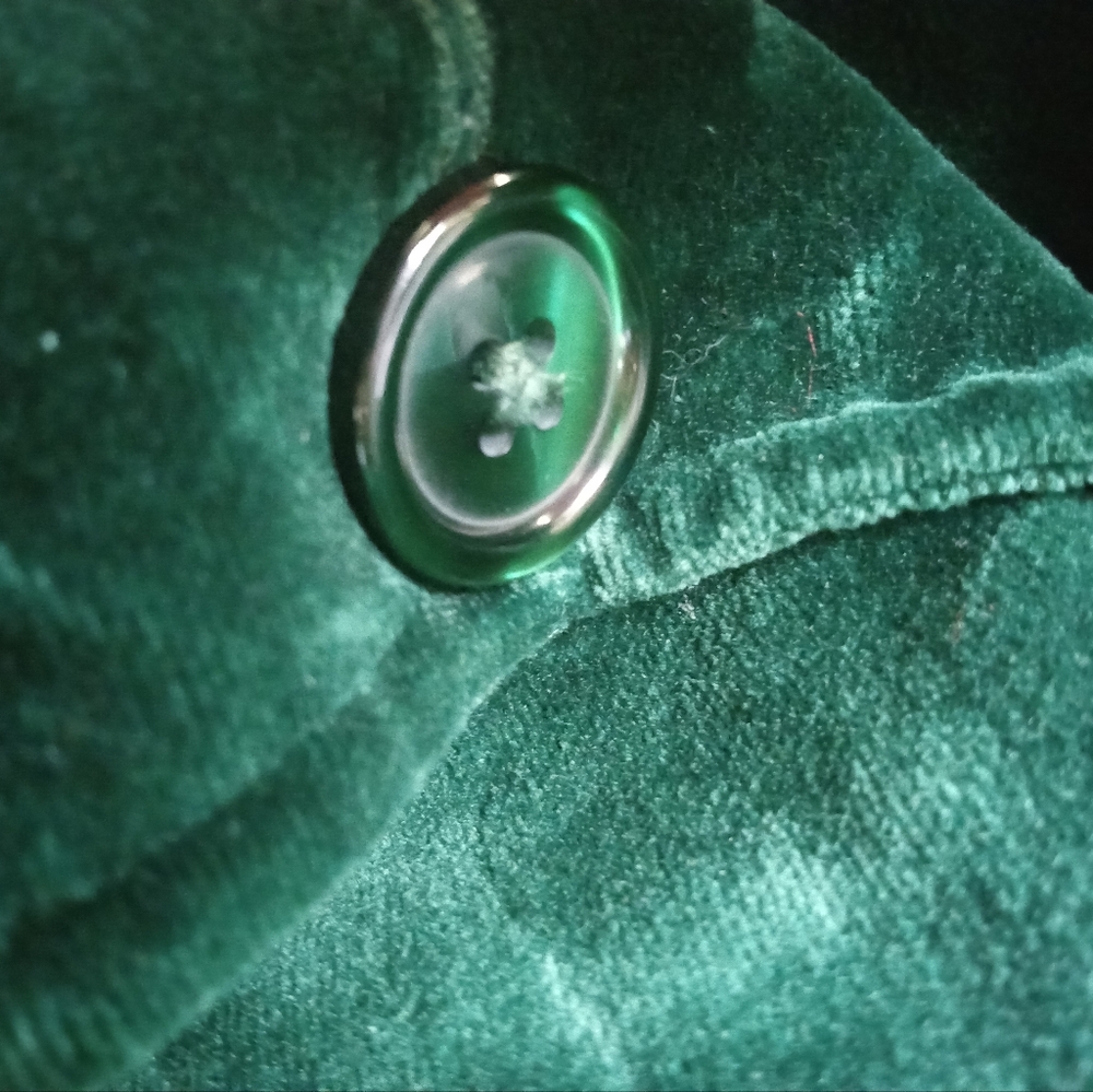 Women's Vintage Blazer Koret California Velvet Jacket Suit Emerald Green 1970's - Picture 9 of 9